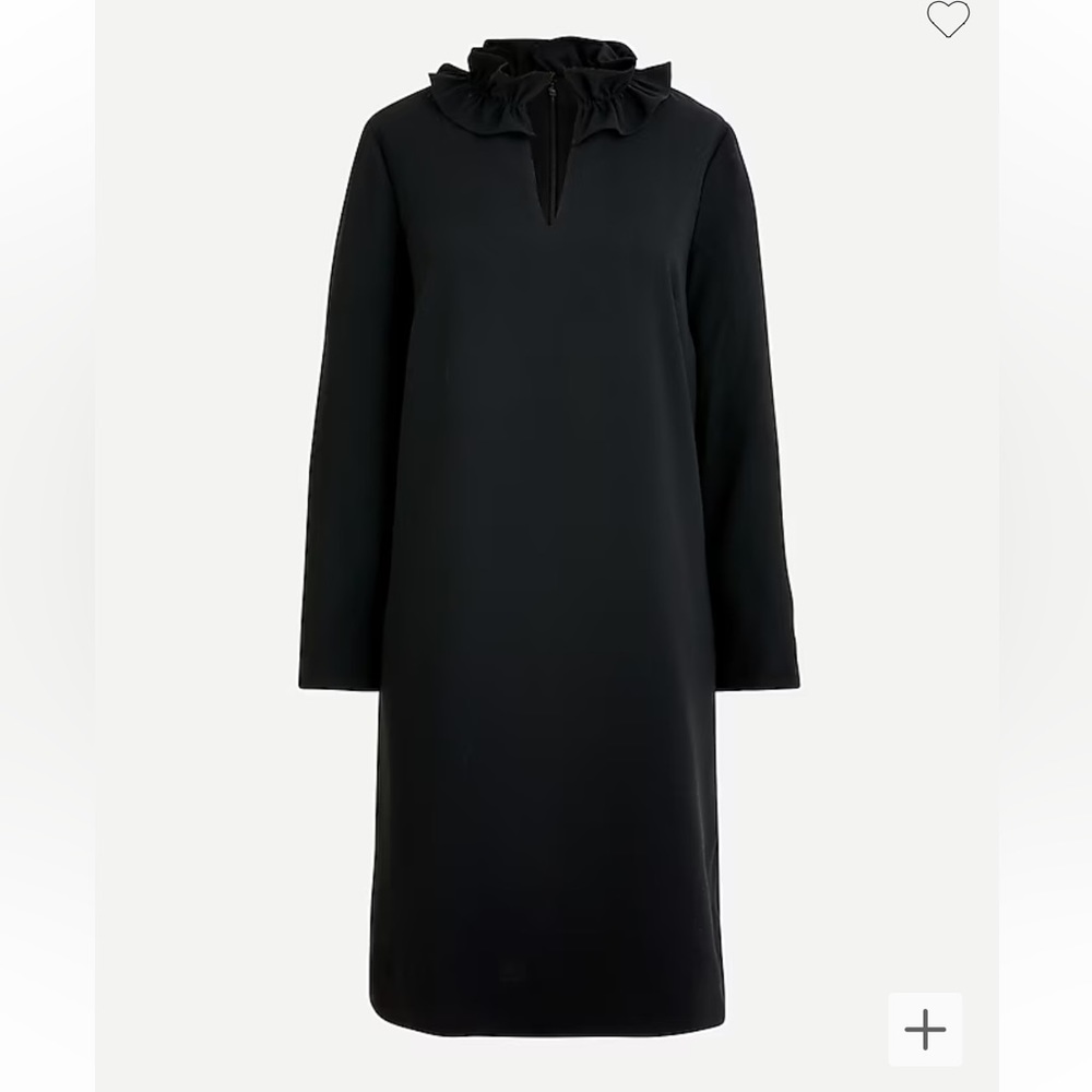 Ruffleneck black shift dress